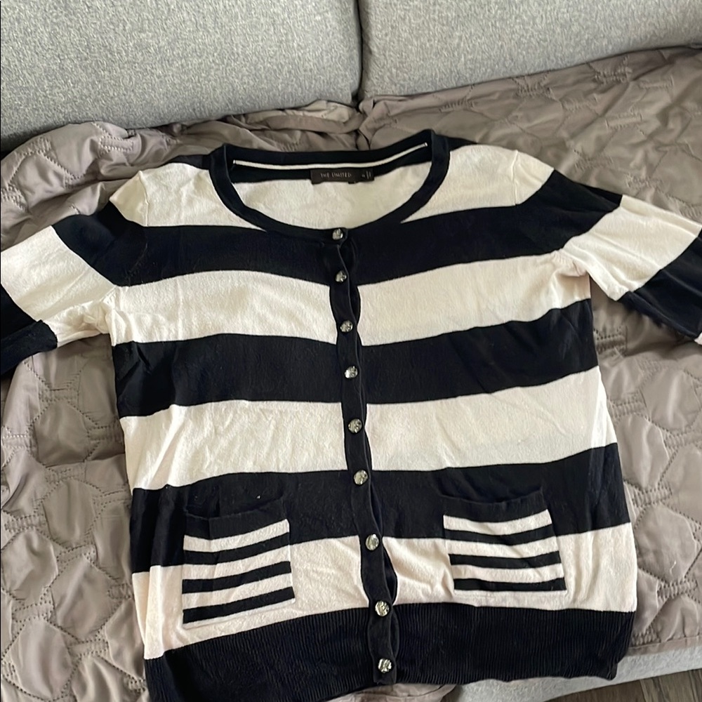 The Limited Black and White Cardigan Sweater